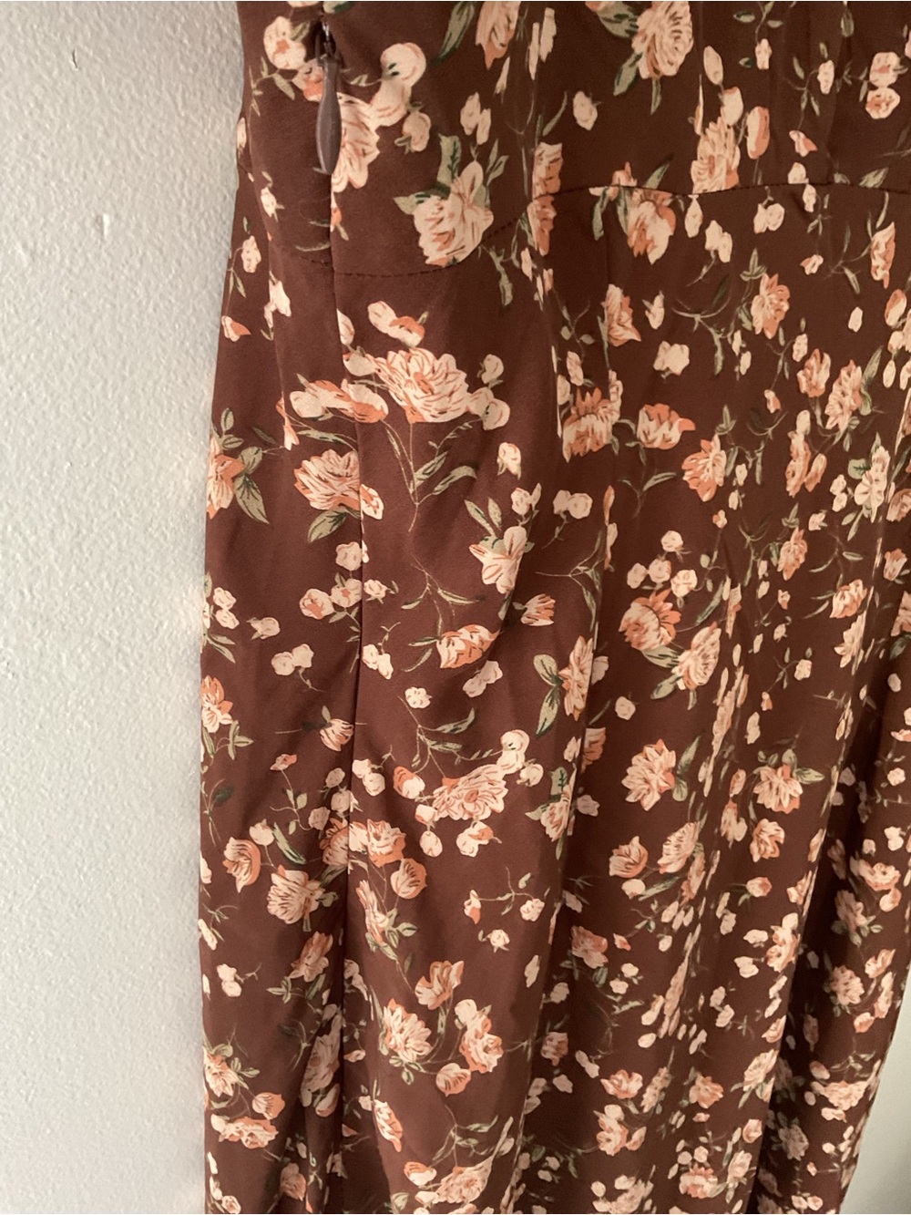 Lulus Remarkably Flourishing Brown Floral Puff-Sleeve Midi Dress Medium Event - Picture 10 of 15